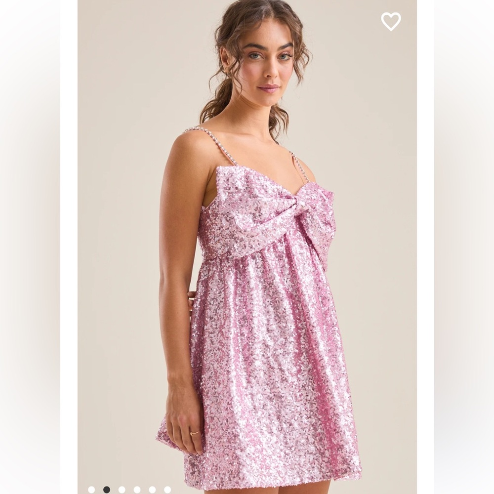 Altar'd State Pink Sequin Mini Dress with Bow - Picture 2 of 10